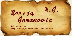 Marija Gamanović vizit kartica
